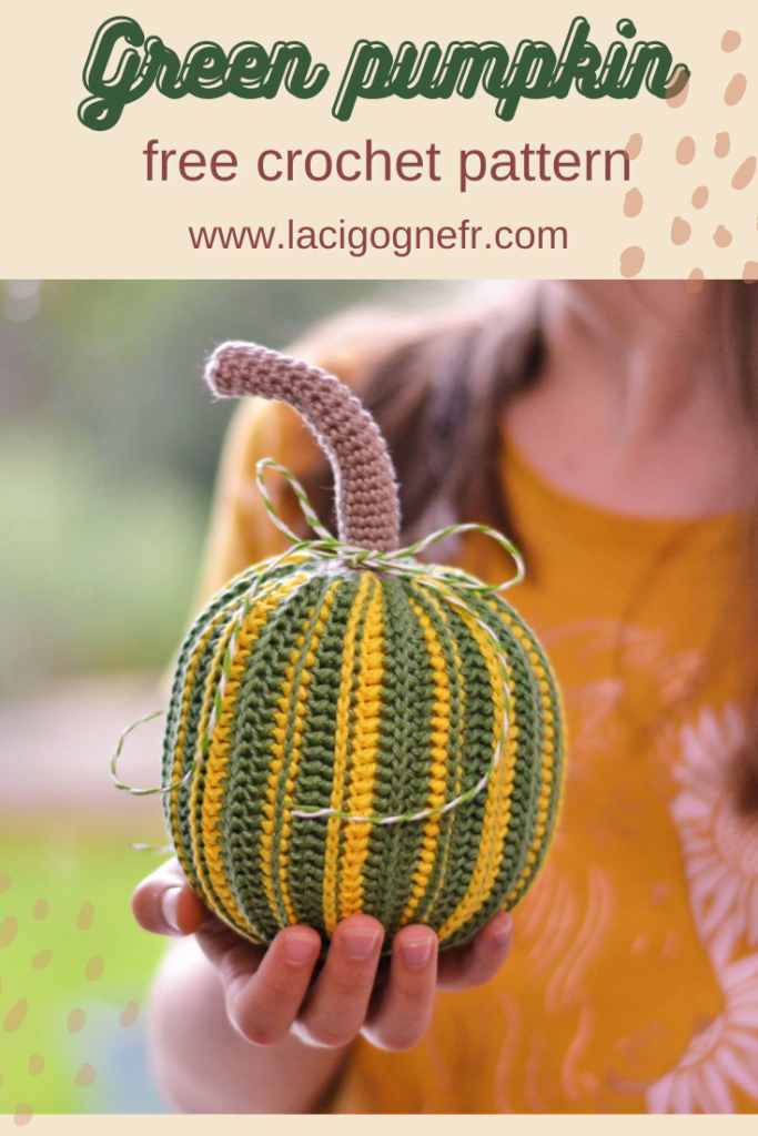 Green pumpkin Crochet pattern Lacigogne design , Thanksgiving home decor