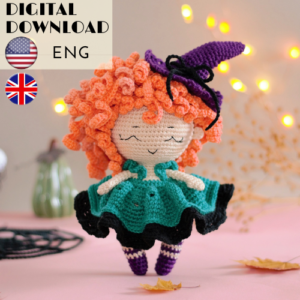 Wave the little witch crochet pattern , amigurumi doll pattern , LaCigogne design